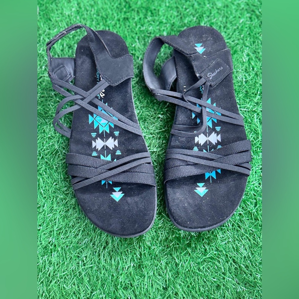 Skechers Women’s Black‎ Printed Sandals Size 9
